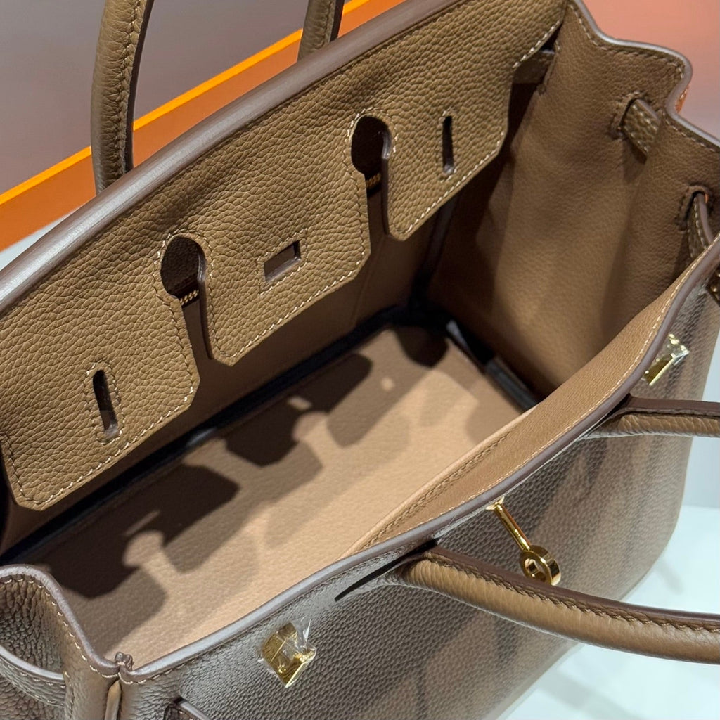 HERMES 25S  BIRKIN 25 IN DARK BROWN CALFSKIN GOLD HARDWARE