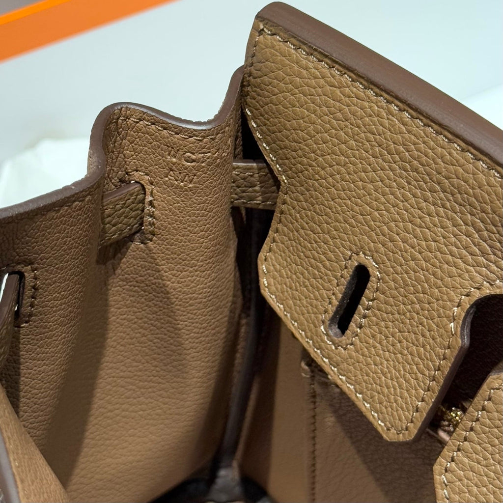 HERMES 25S  BIRKIN 25 IN DARK BROWN CALFSKIN GOLD HARDWARE