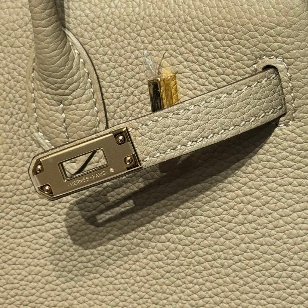 HERMES 25S MEDIUM BIRKIN 25 IN DARK KHAKI CALFSKIN GOLD HARDWARE