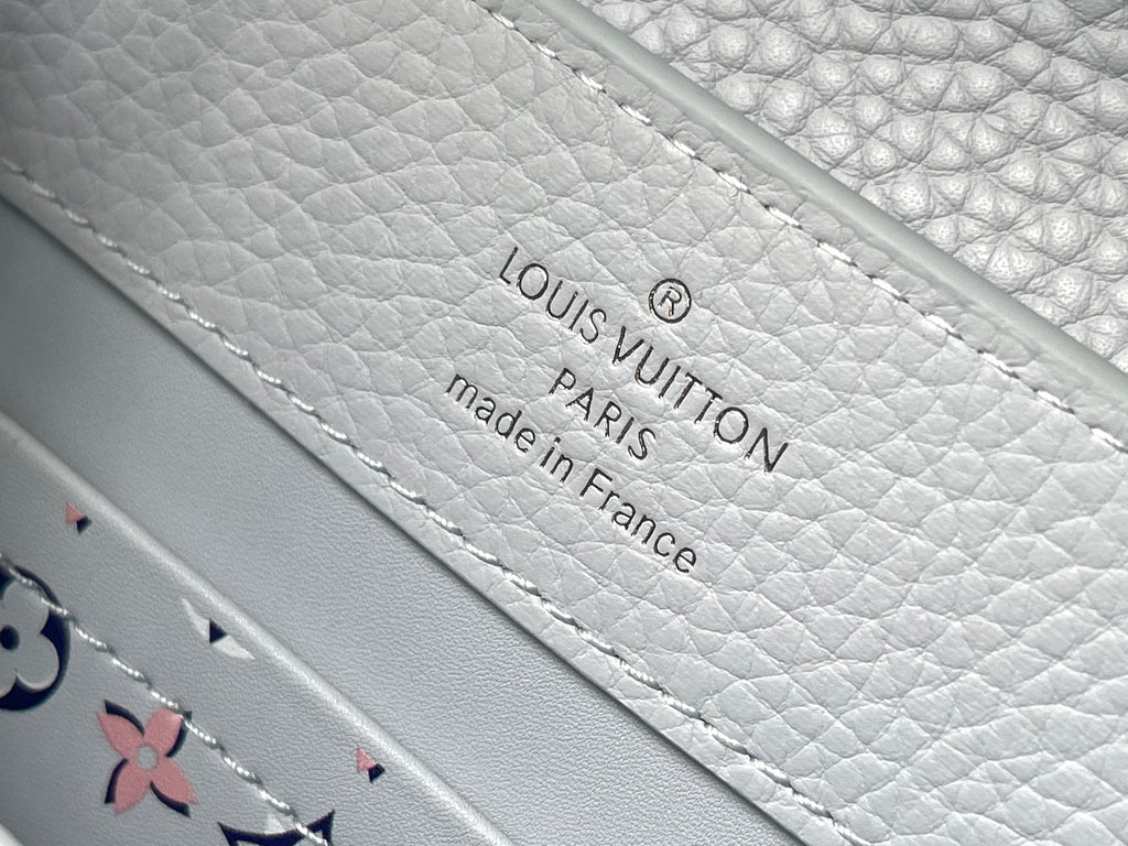 LOUIS VUITTON CAPUCINES MINI 21 IN CHROME GRAY TAURILLON SILVER HARDWARE