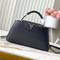 LOUIS VUITTON CAPUCINES EAST-WEST 30 IN BLACK SHEEPSKIN CRYSTAL AND SILVER HARDWARE
