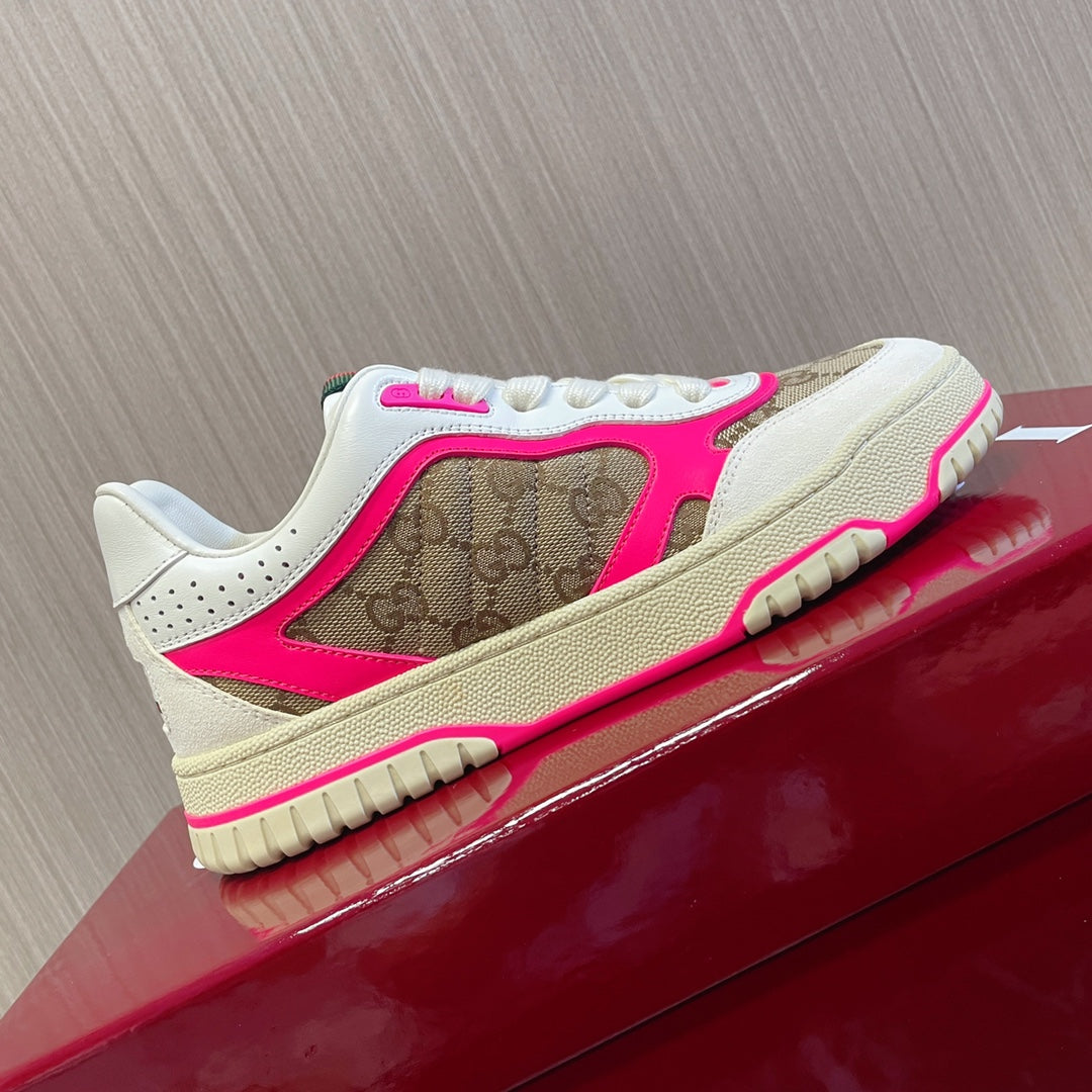 GUCCI Retro Sneakers for Couples White Shocking Pink