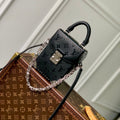 LOUIS VUITTON CAMERA BOX BAG 17 IN BLACK MONOGRAM EMBOSSED CALFSKIN SILVER CHAIN