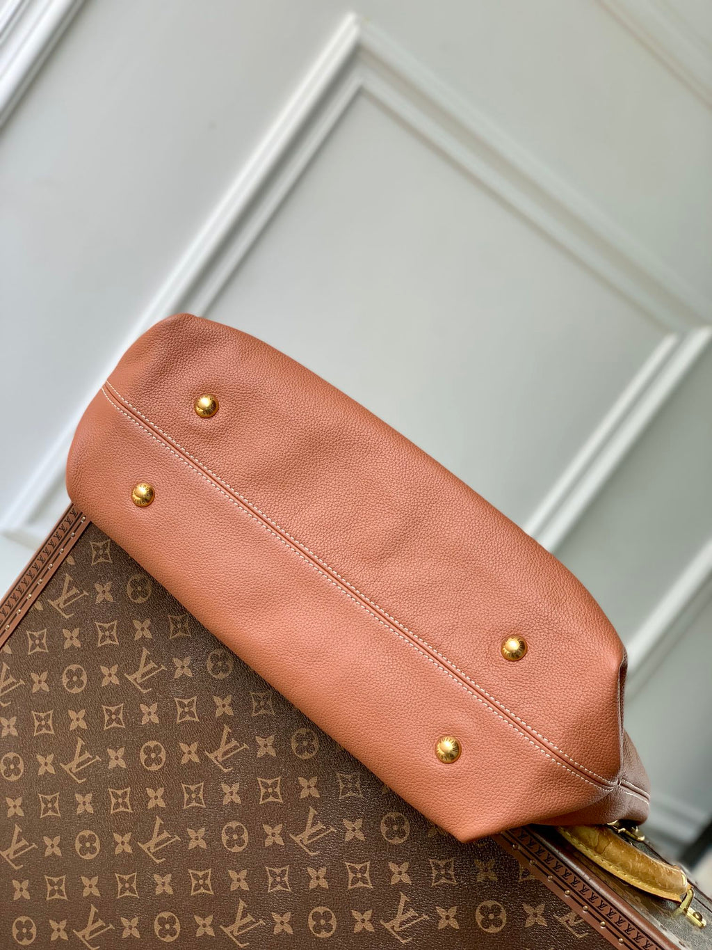 LOUIS VUITTON LOW KEY CABAS MM BAG 47 IN TAWNY BROWN GRAINED CALFSKIN