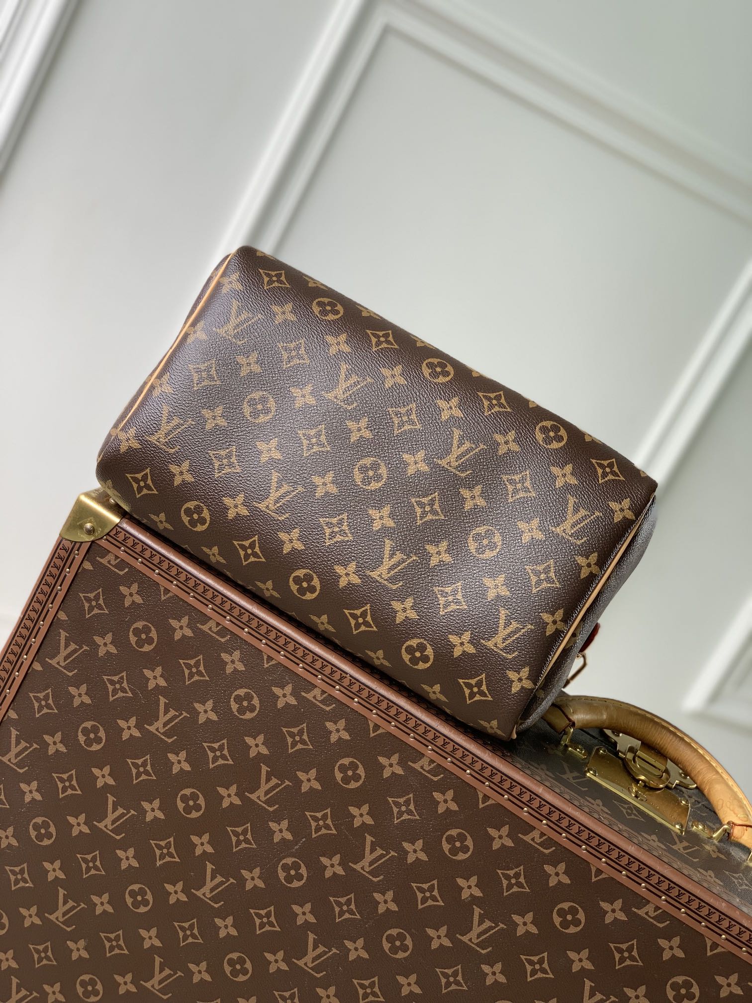 LOUIS VUITTON SPEEDY 30 SOFT CRAFTY IN BROWN MONOGRAM CALFSKIN RED TAG