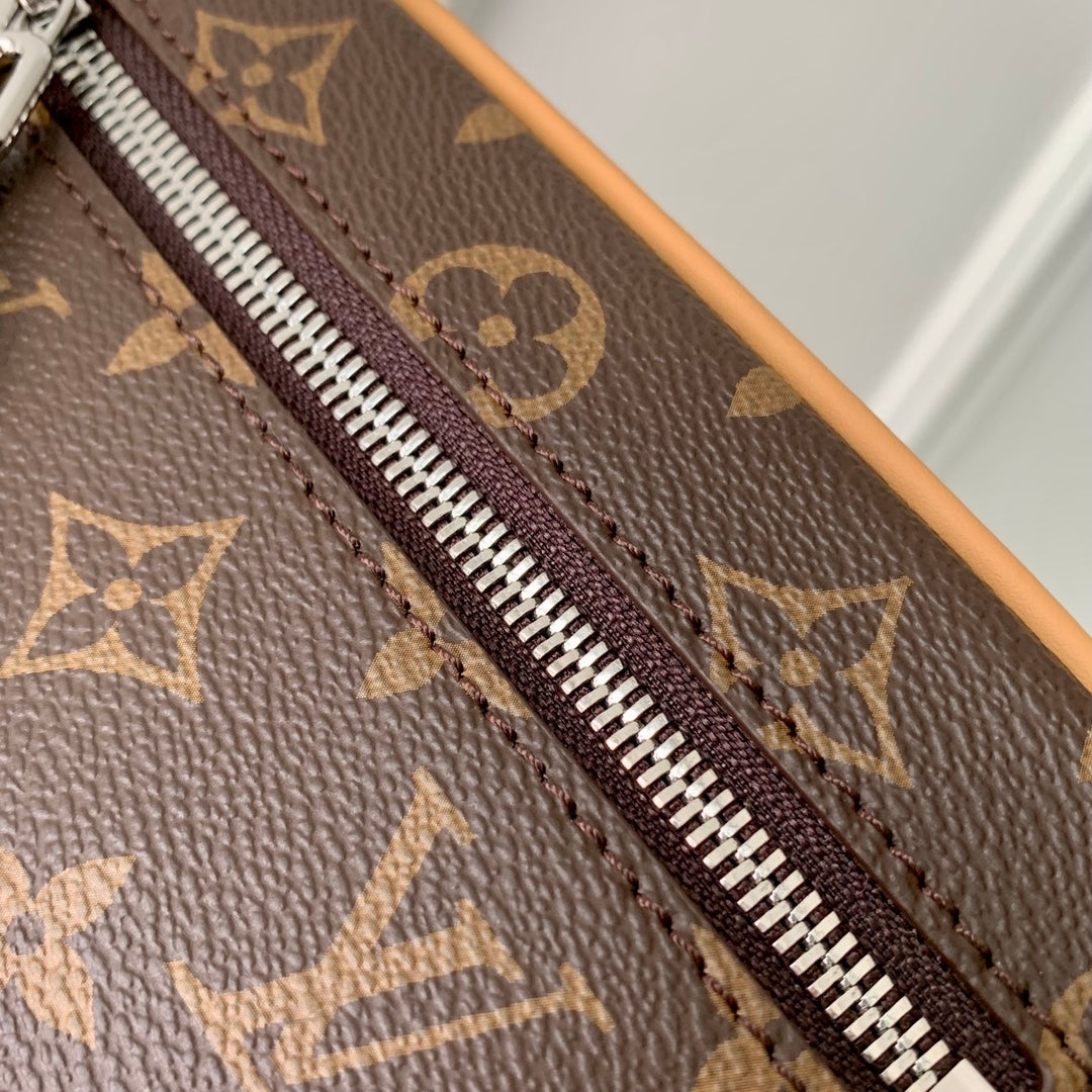 LOUIS VUITTON MINI SOFT TRUNK 18 IN BROWN MONOGRAM MACASSAR CANVAS