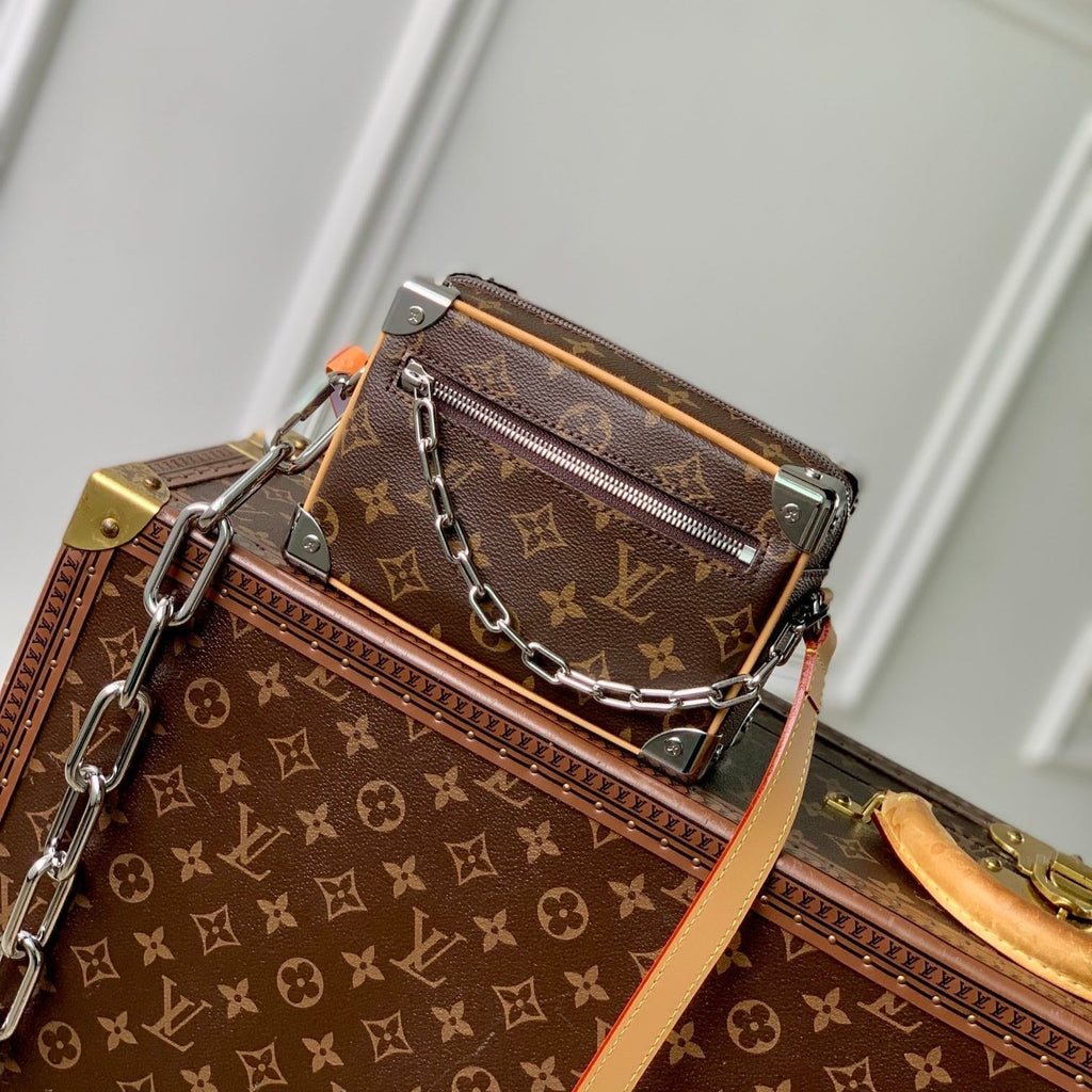 LOUIS VUITTON MINI SOFT TRUNK 18 IN BROWN MONOGRAM MACASSAR CANVAS