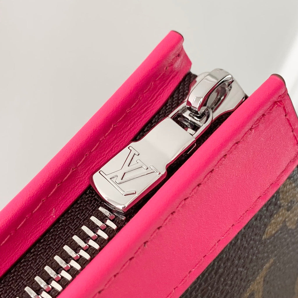 LOUIS VUITTON GASTON WEARABLE WALLET 18 IN BROWN MONOGRAM CANVAS MIX PINK CALFSKIN