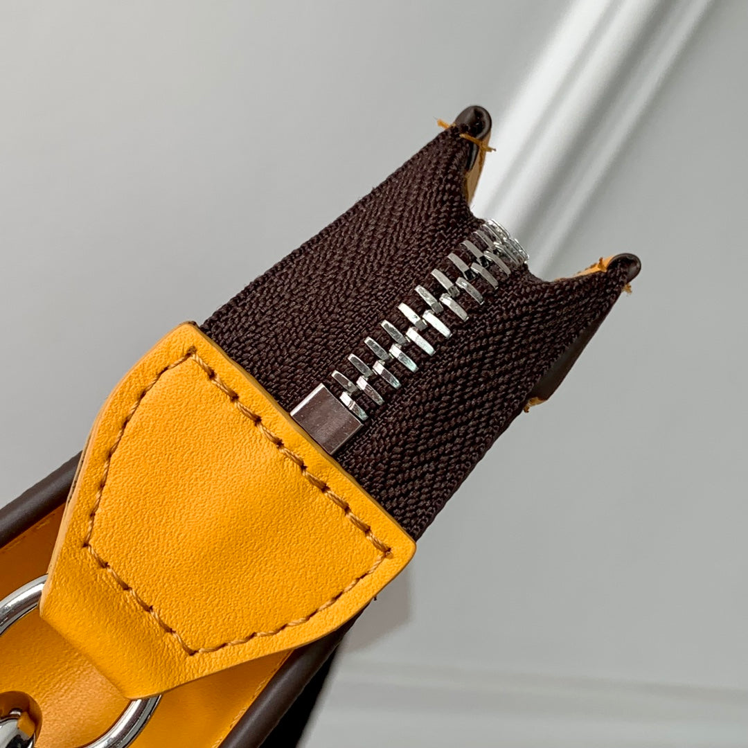 LOUIS VUITTON GASTON WEARABLE WALLET 18 IN BROWN MONOGRAM CANVAS MIX YELLOW CALFSKIN