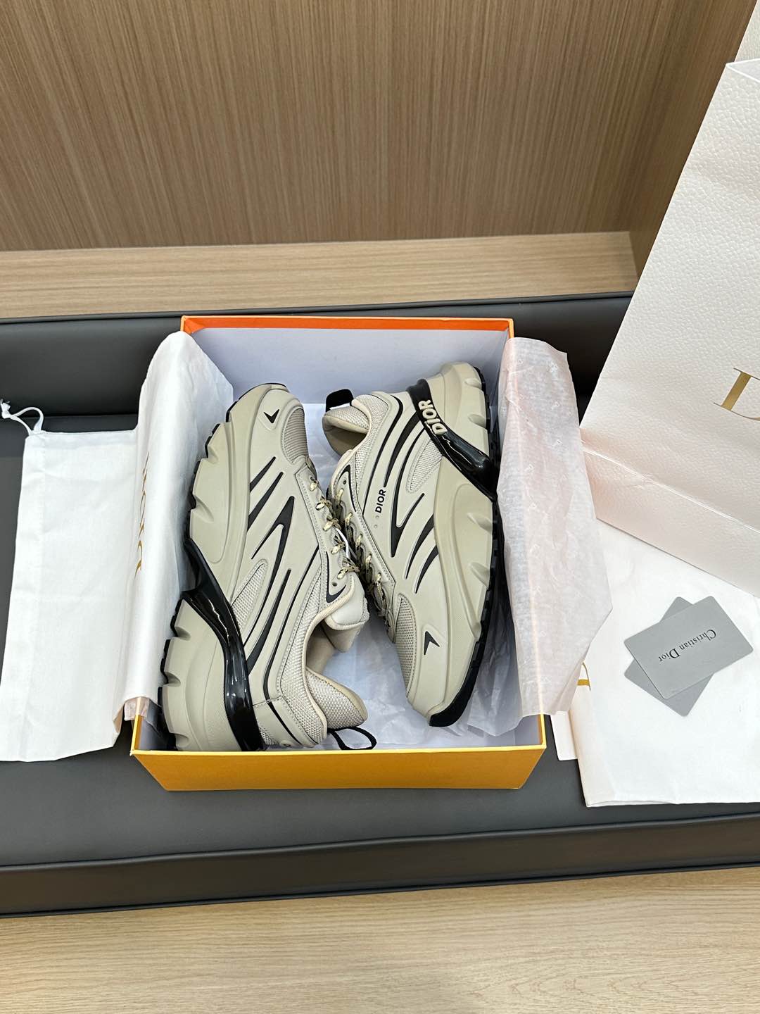 DIOR B44 BLADE SNEAKER PASTEL GRAY TECHNICAL MESH AND TECHNICAL FABRIC