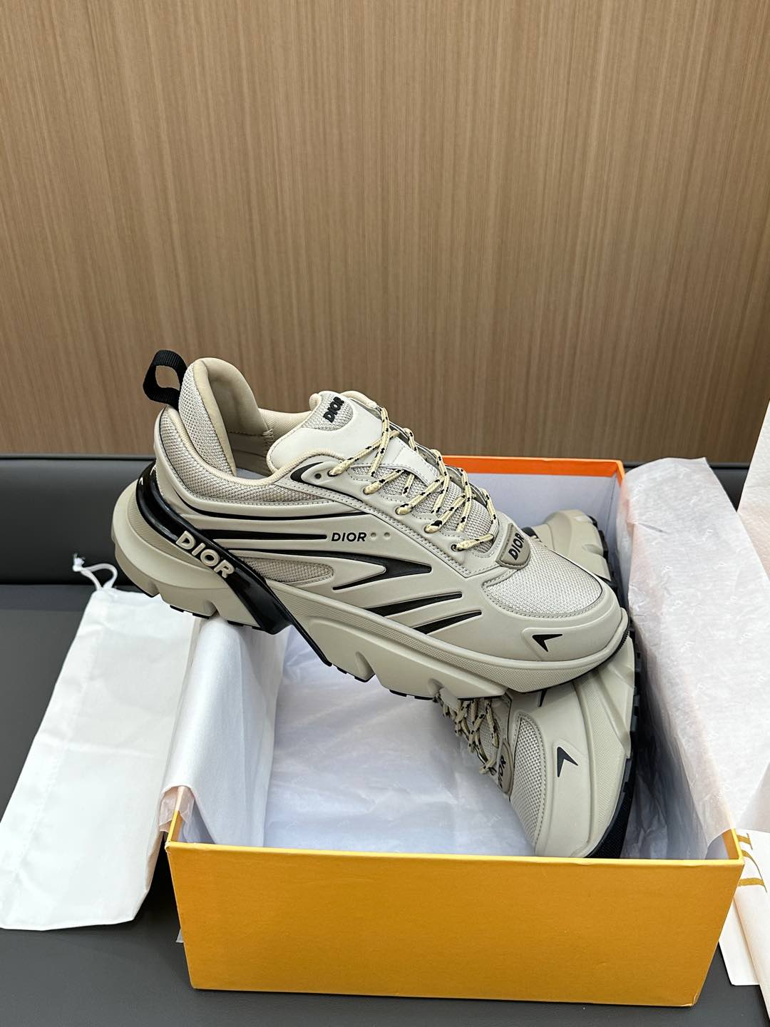 DIOR B44 BLADE SNEAKER PASTEL GRAY TECHNICAL MESH AND TECHNICAL FABRIC