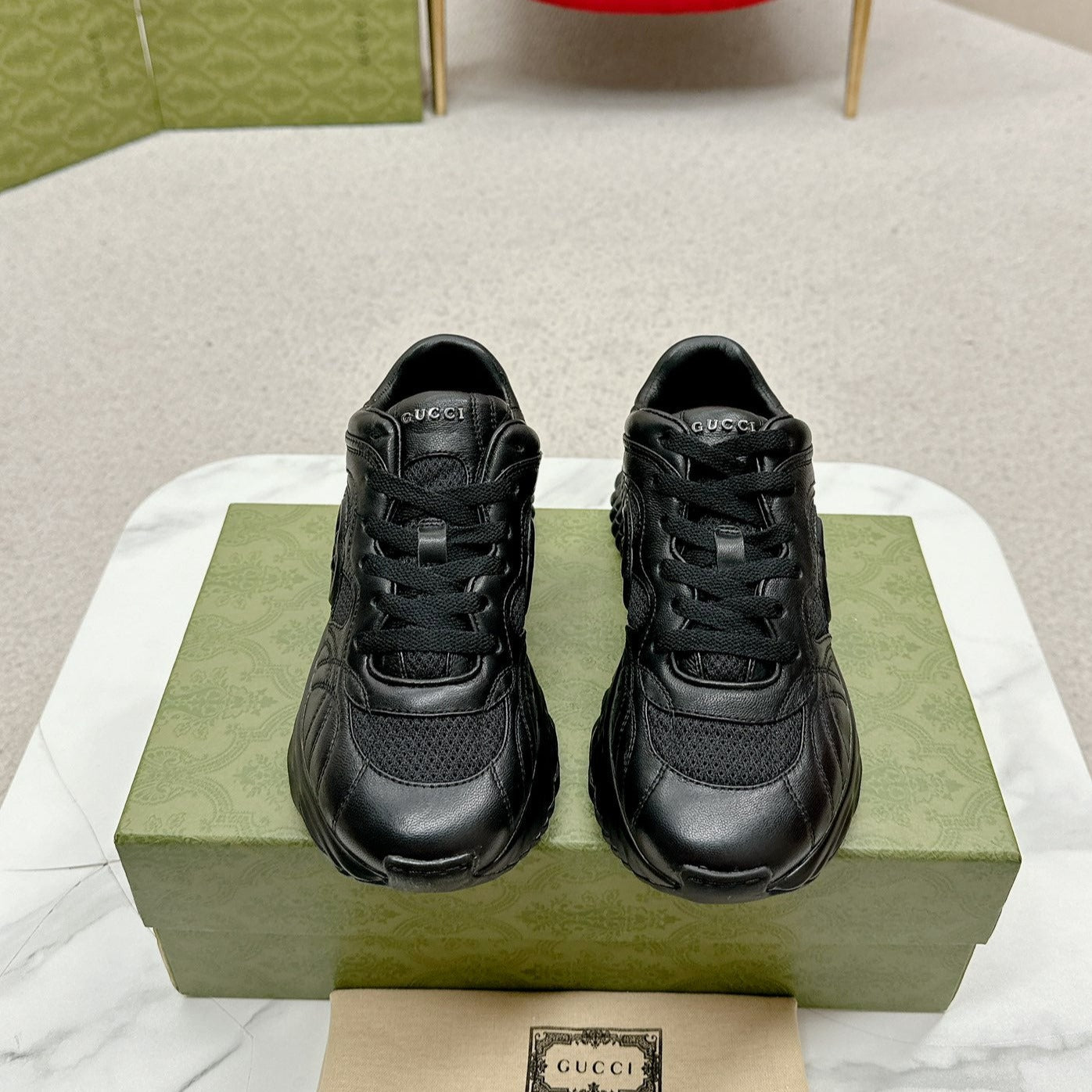 GUCCI RIPPLE TRAINER BLACK LAMBSKIN