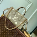LOUIS VUITTON ONTHEGO EAST WEST BAG 25 IN GREEN MONOGRAM EMBOSSED COWHIDE