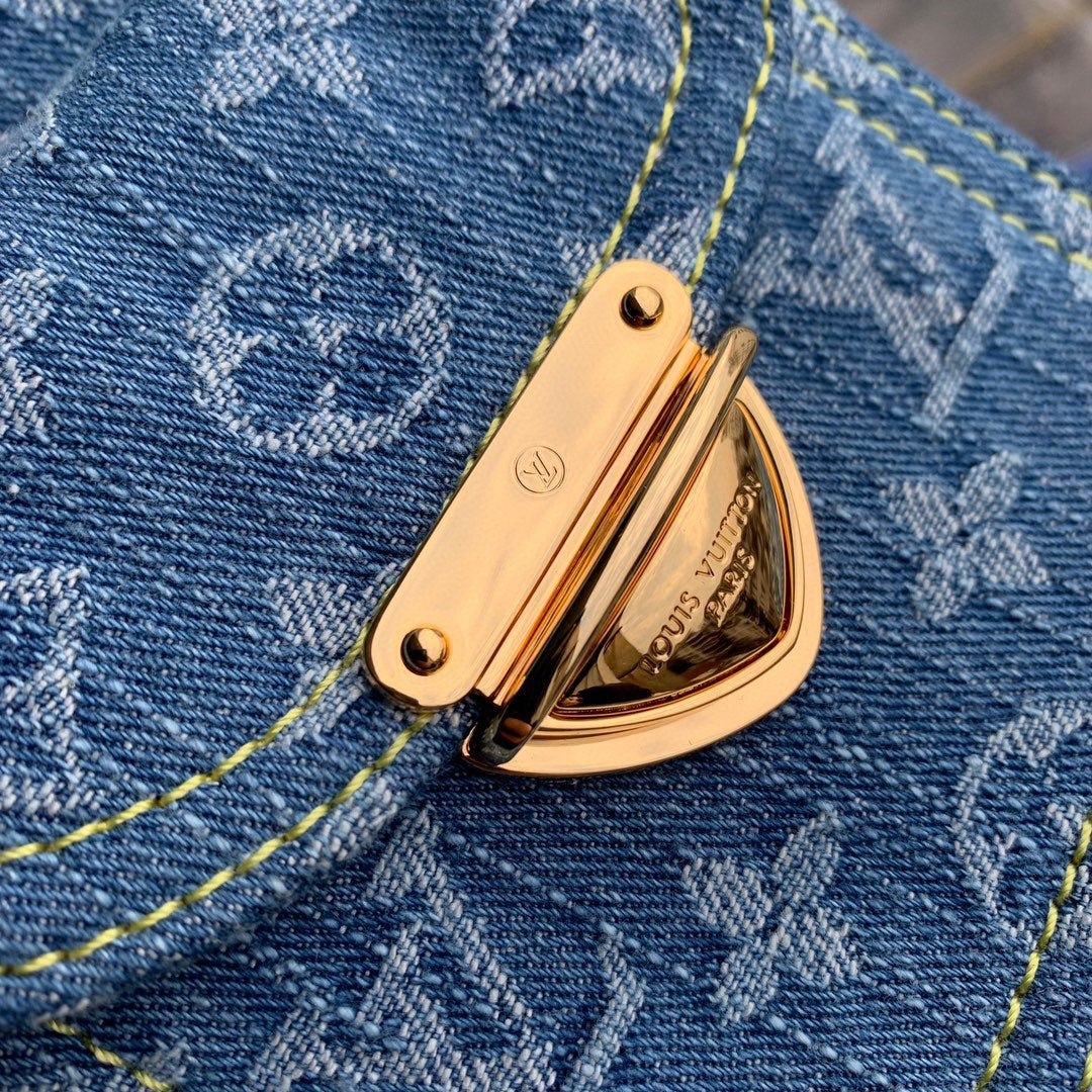LOUIS VUITTON FAIRFAX POCHETTE 18 IN BLUE MONOGRAM DENIM GOLD HARDWARE