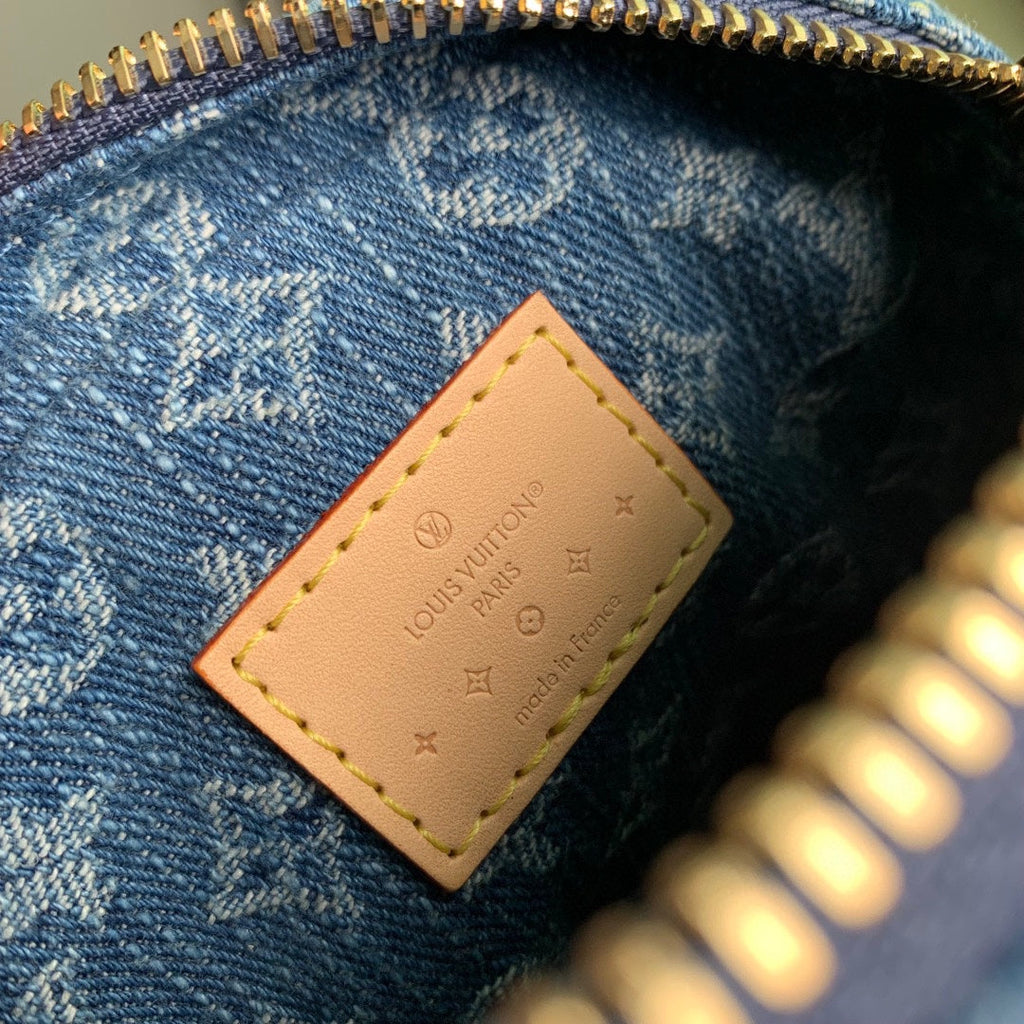 LOUIS VUITTON FAIRFAX POCHETTE 18 IN BLUE MONOGRAM DENIM GOLD HARDWARE