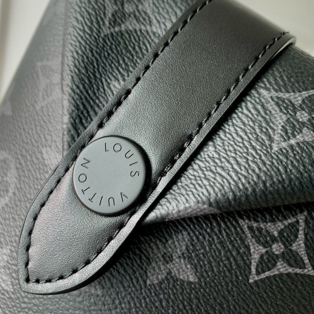 LOUIS VUITTON ENVELOPE POUCH 18 IN BLACK MONOGRAM ECLIPSE CANVAS