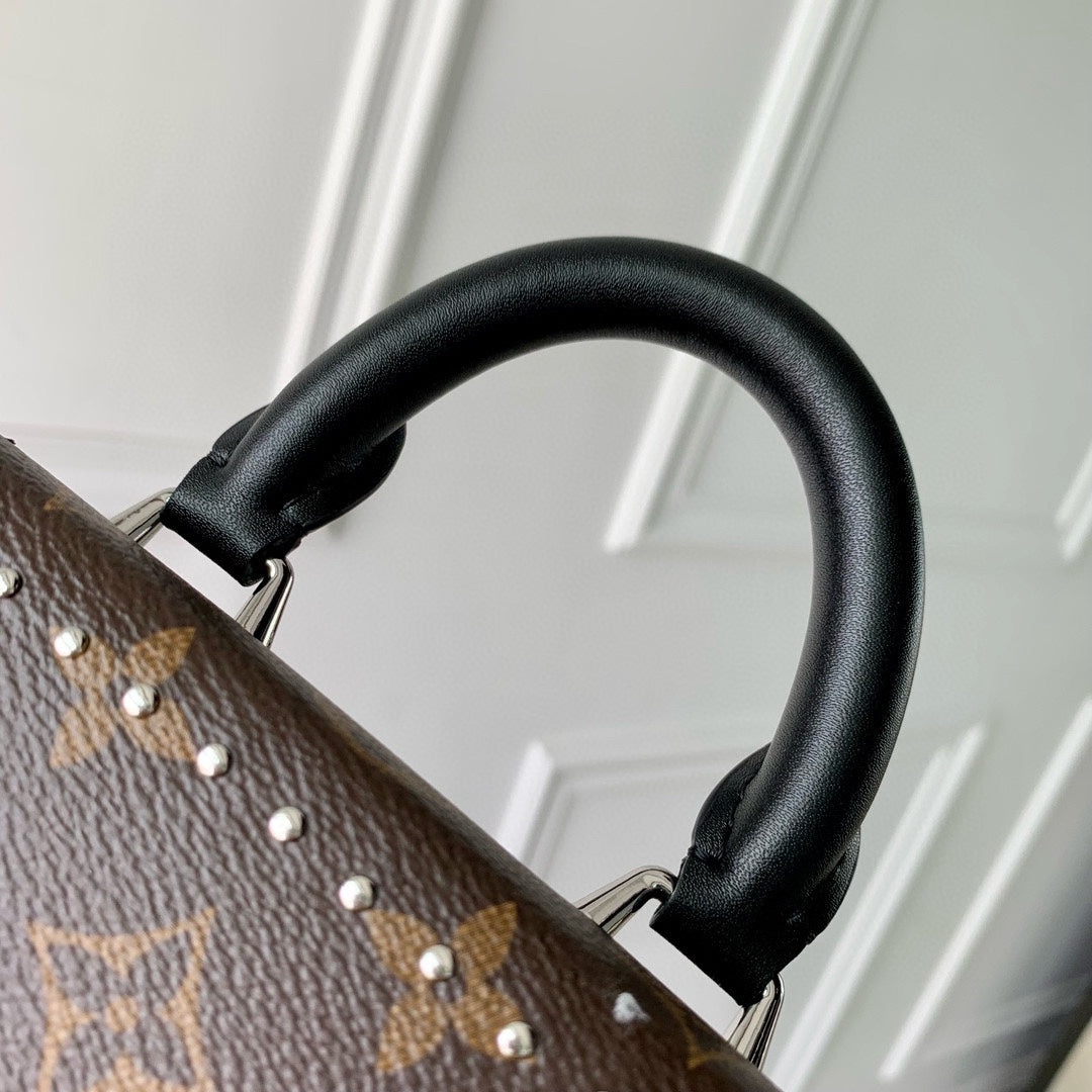 LOUIS VUITTON CAMERA BOX VIVE BAG 17 IN BLACK MONOGRAM CALFSKIN SILVER-TONE METALLIC