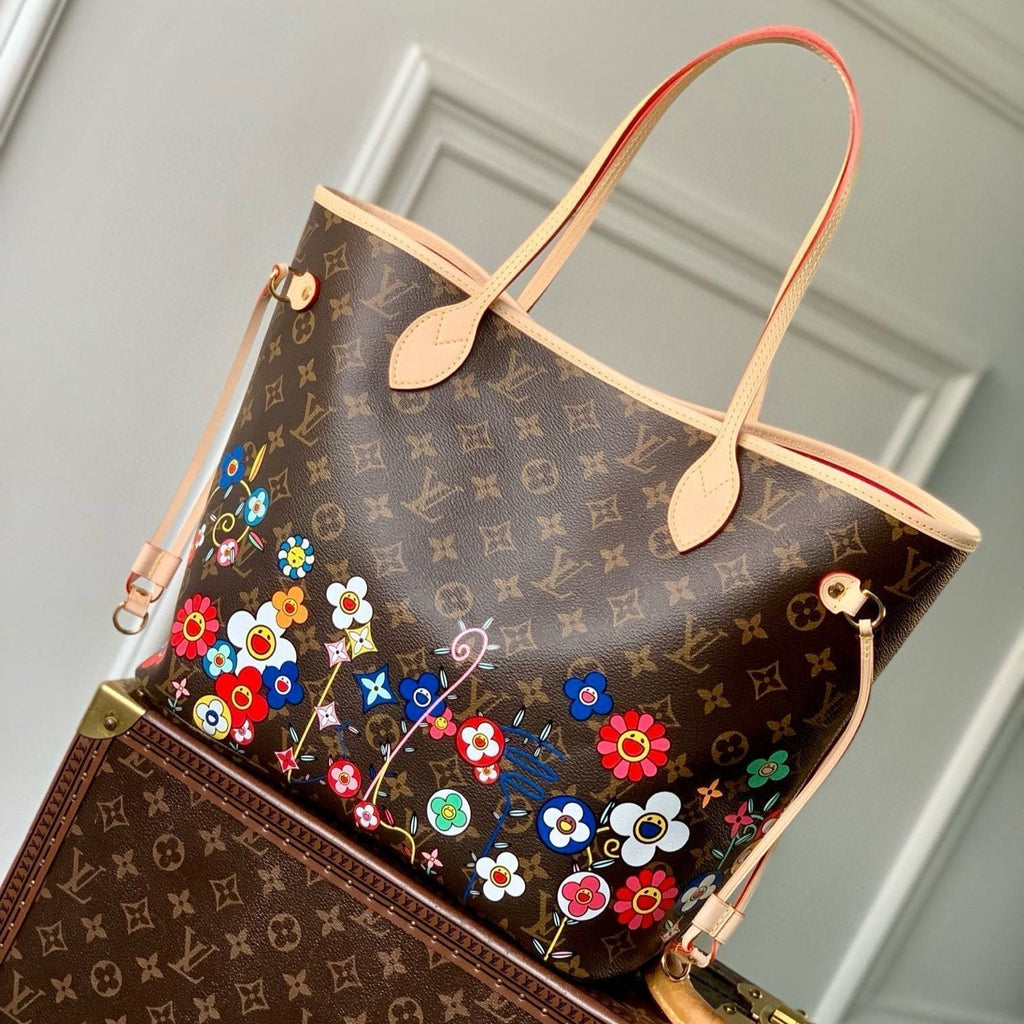 LOUIS VUITTON NEVERFULL TOTE BAG 31 IN MULTICOLOR FLORAL CANVAS