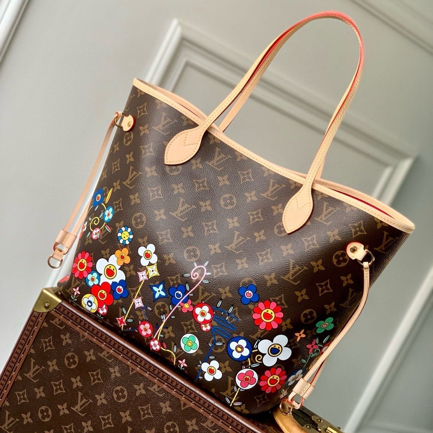 LOUIS VUITTON NEVERFULL TOTE BAG 31 IN MULTICOLOR FLORAL CANVAS