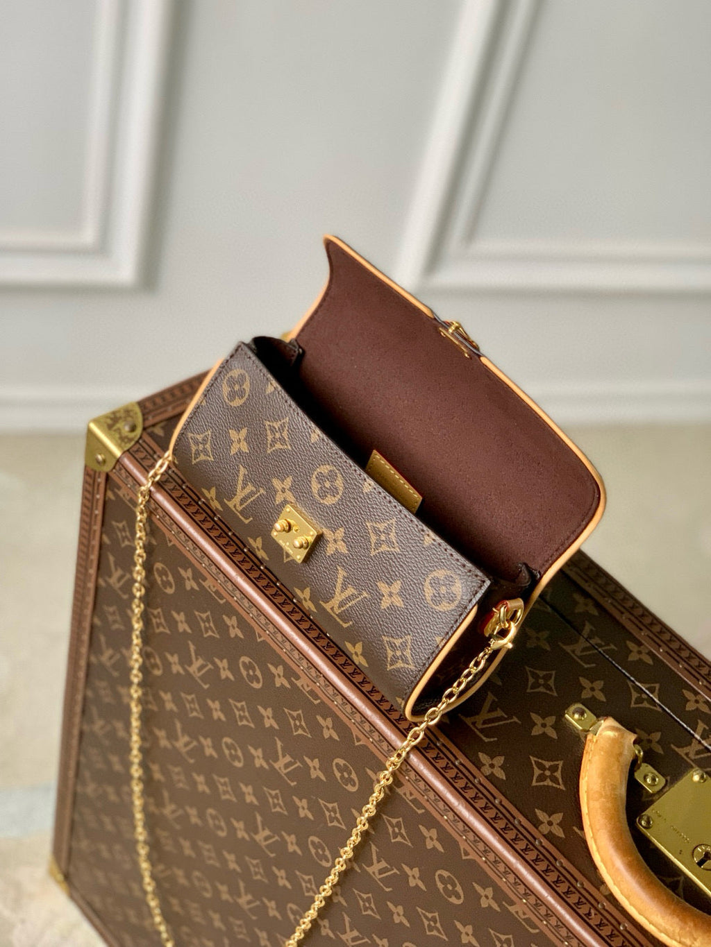 LOUIS VUITTON POCHETTE CAMILLE BAG 20 IN BROWN MONOGRAM COATED CANVAS