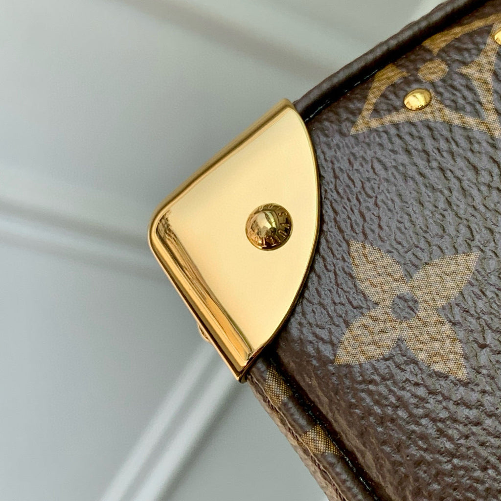 LOUIS VUITTON TRUNKIE 27 IN BROWN COATED CANVAS BLACK CALFSKIN SIGNATURE S-LOCK