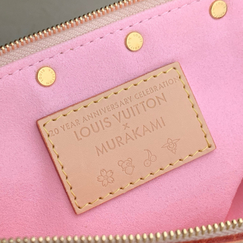 LOUIS VUITTON POCHETTE ACCESSOIRES 22 IN BROWN MONOGRAM CANVAS CHERRY BLOSSOM