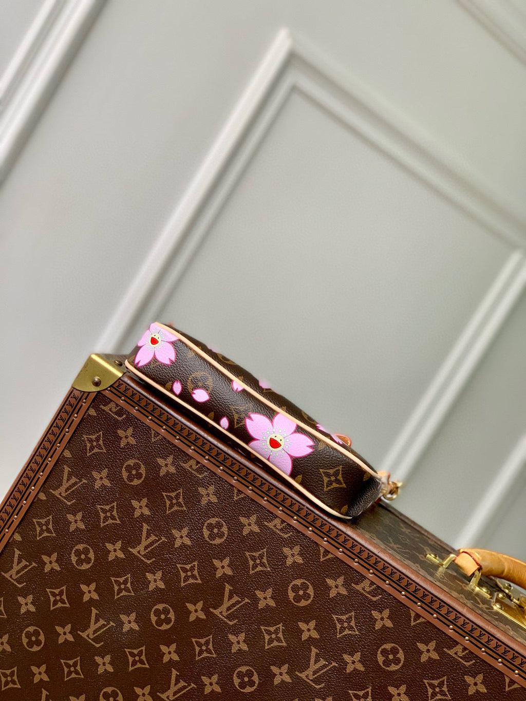 LOUIS VUITTON POCHETTE ACCESSOIRES BAG 22 IN SAKURA BROWN MONOGRAM COATED CANVAS