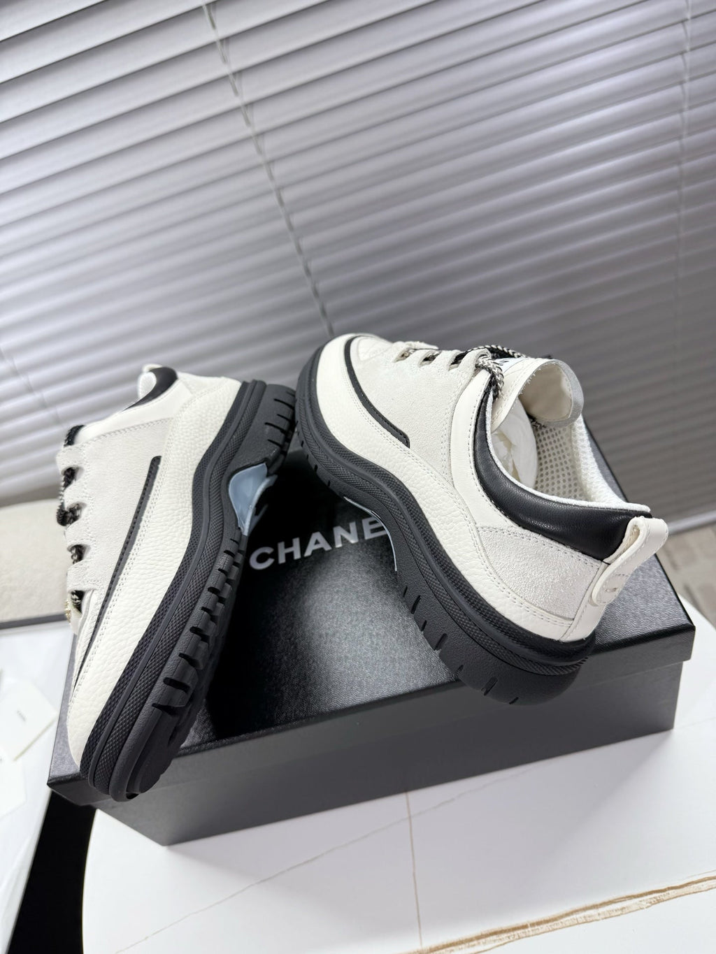 CHANEL 25S SNEAKERS 35MM IN WHITE CALFSKIN