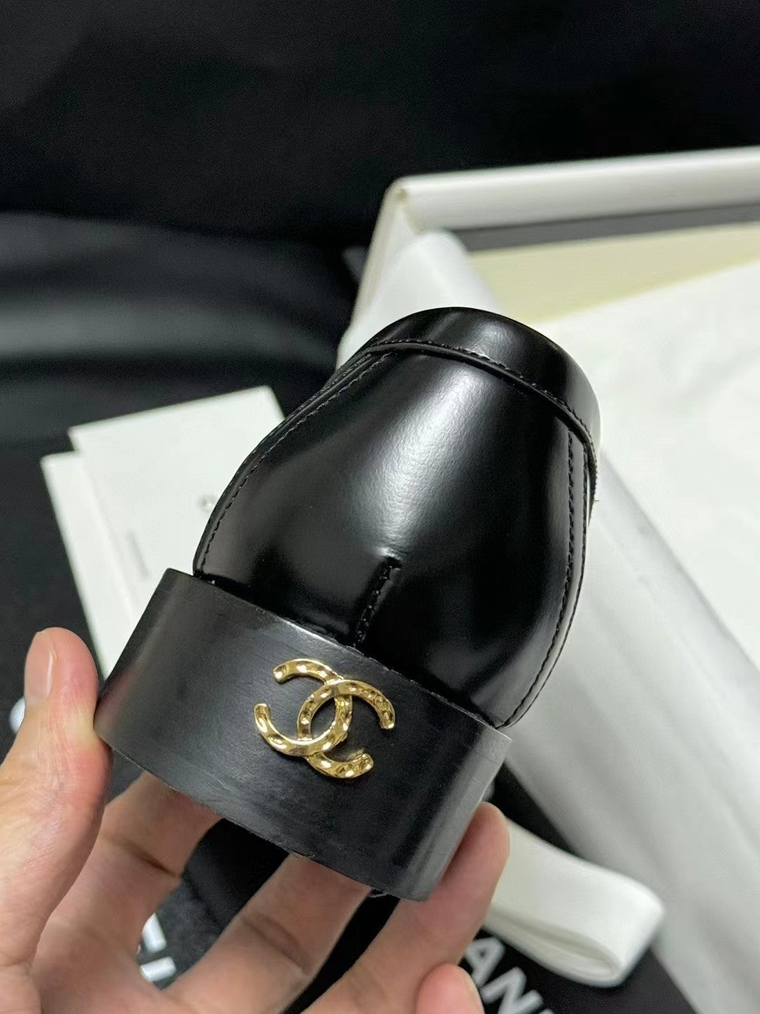 CHANEL LOAFER BLACK CALFSKIN WITH META LOGO