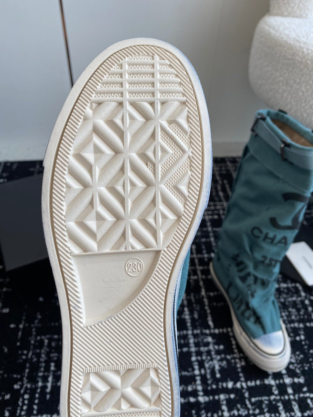 CHANEL HIGH BOOTS IN SAPPHIRE BLUE CANVAS