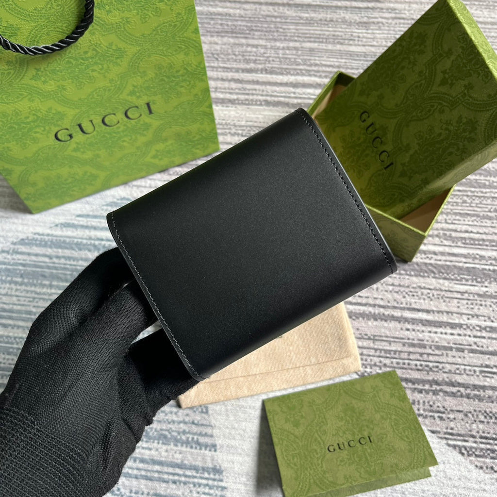 GUCCI MINI WALLET 11 IN BLACK CALFSKIN