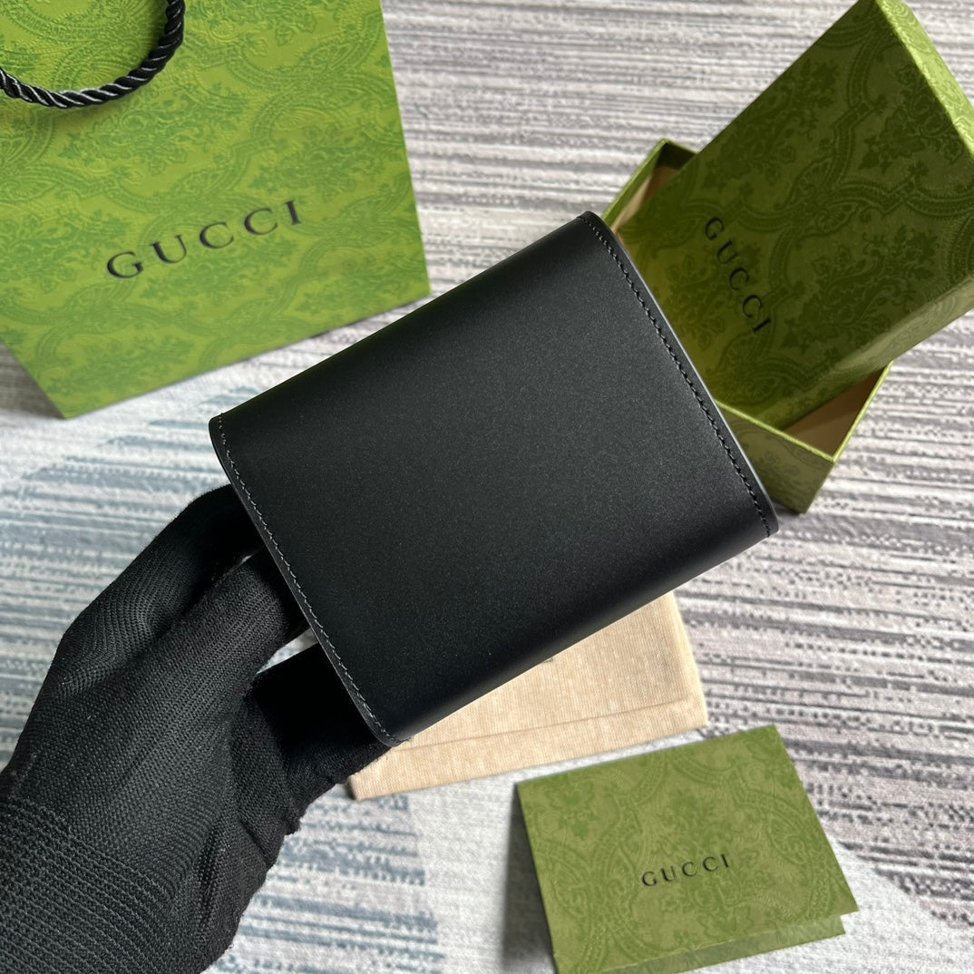 GUCCI MINI WALLET 11 IN BLACK CALFSKIN