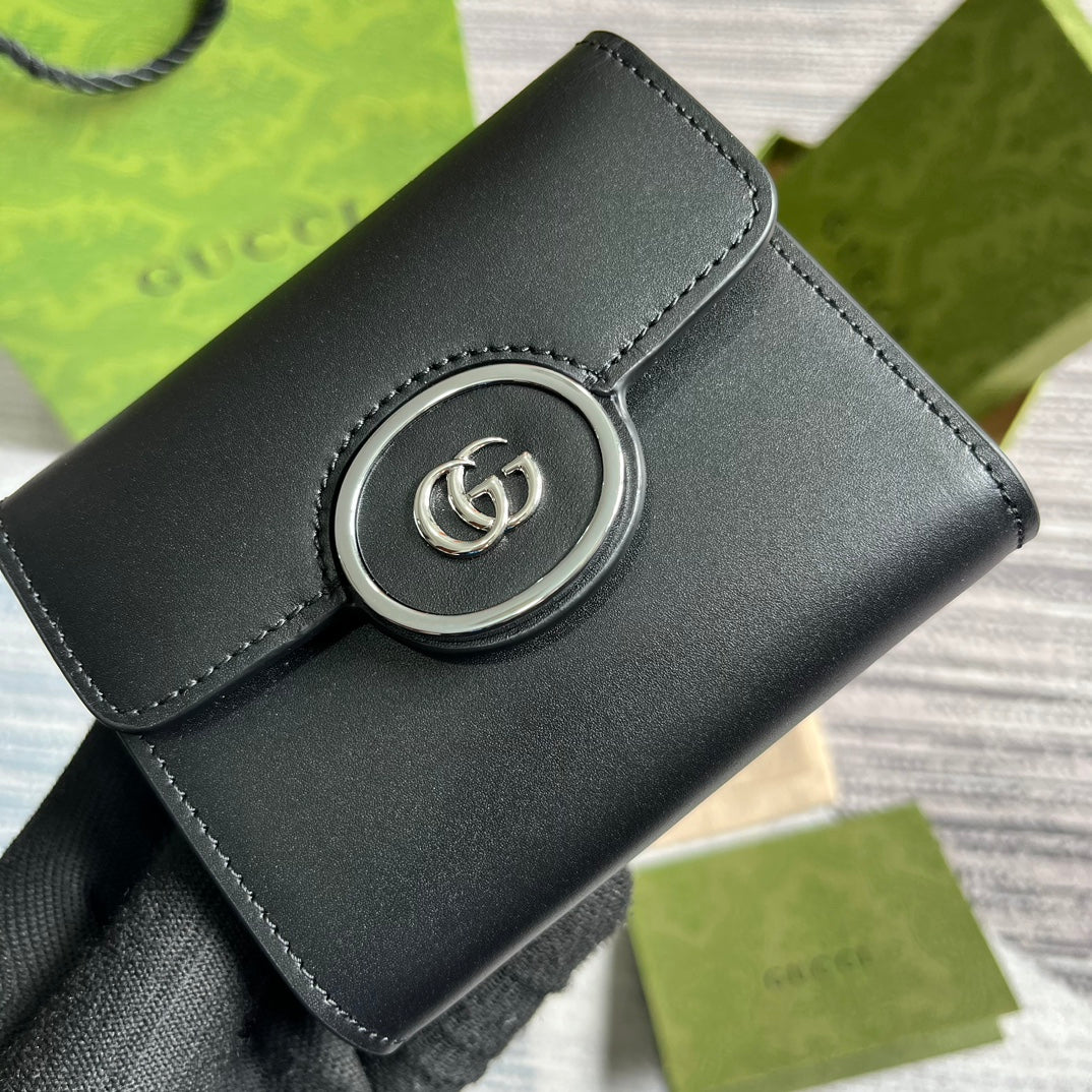 GUCCI MINI WALLET 11 IN BLACK CALFSKIN