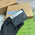 GUCCI CARD CASE 11 WITH  DETAIL BLACK CALFSKIN