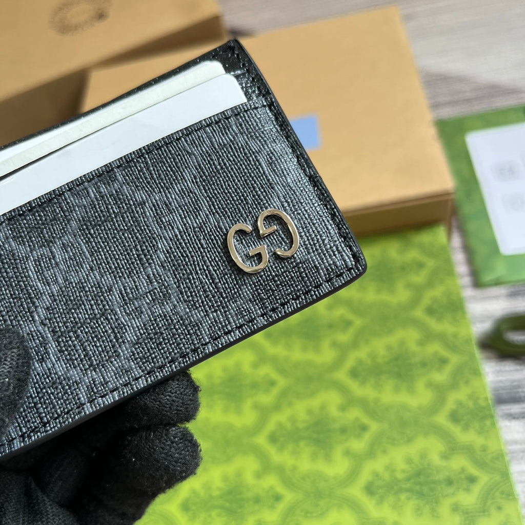 GUCCI CARD CASE 11 WITH  DETAIL BLACK CALFSKIN