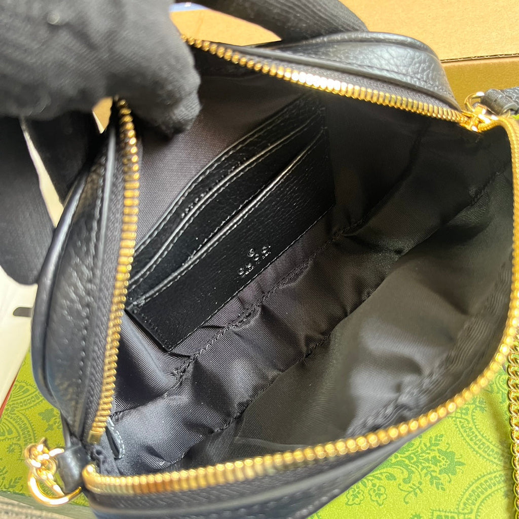 GUCCI MARMONT MINI 18 BAG IN BLACK CALFSKIN