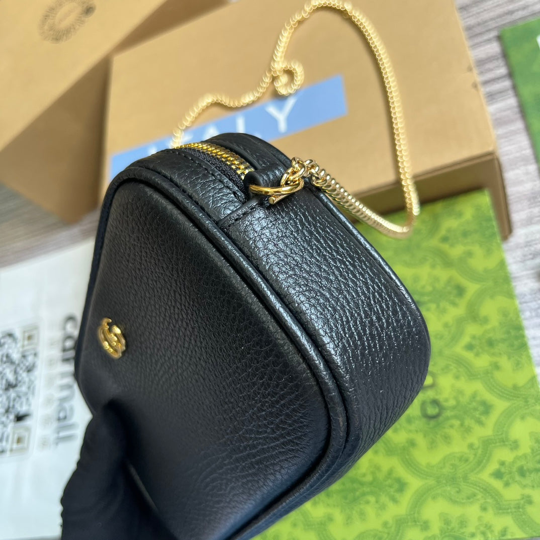 GUCCI MARMONT MINI 18 BAG IN BLACK CALFSKIN