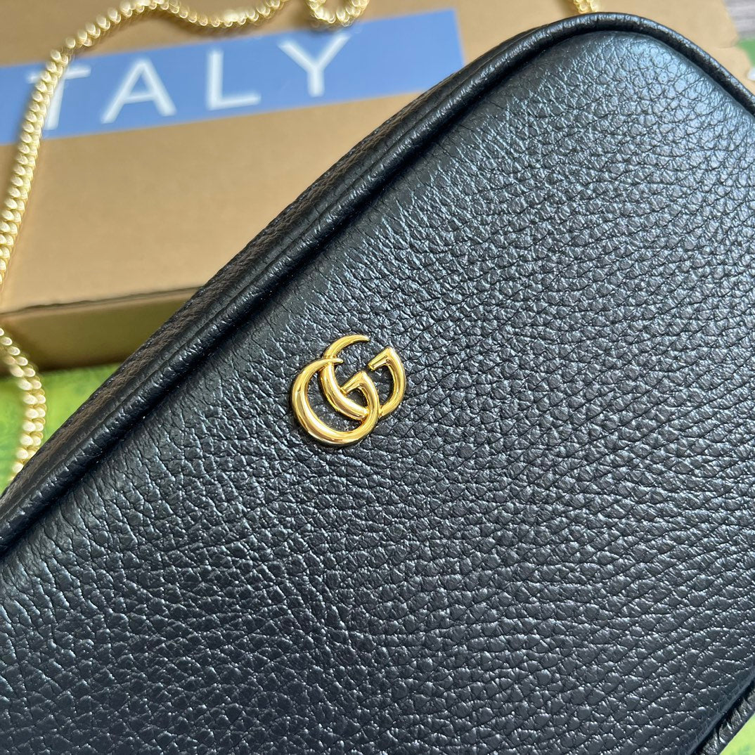 GUCCI MARMONT MINI 18 BAG IN BLACK CALFSKIN