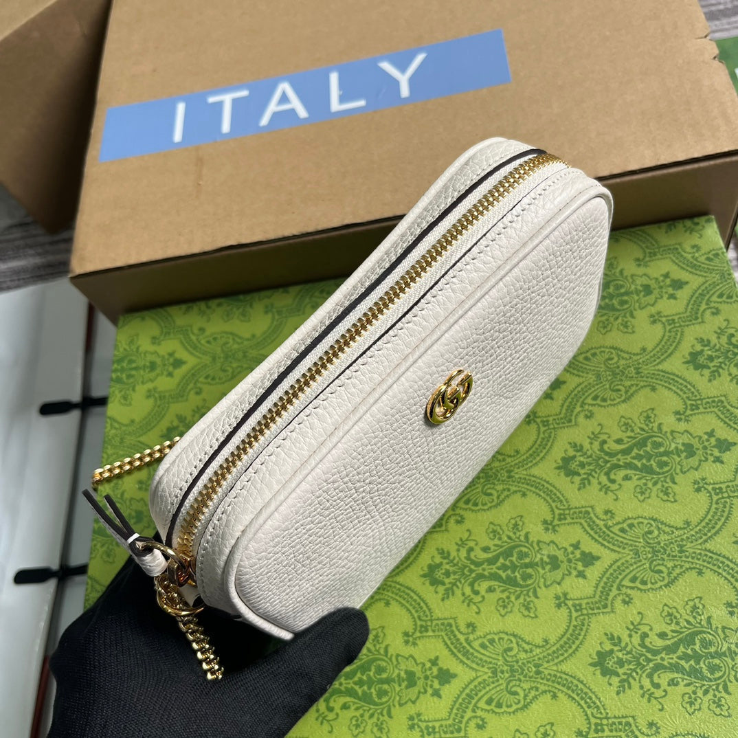 GUCCI MARMONT MINI 18 BAG IN WHITE CALFSKIN