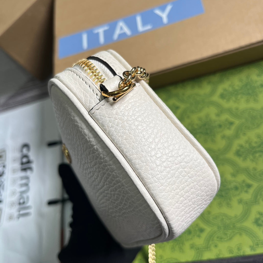 GUCCI MARMONT MINI 18 BAG IN WHITE CALFSKIN