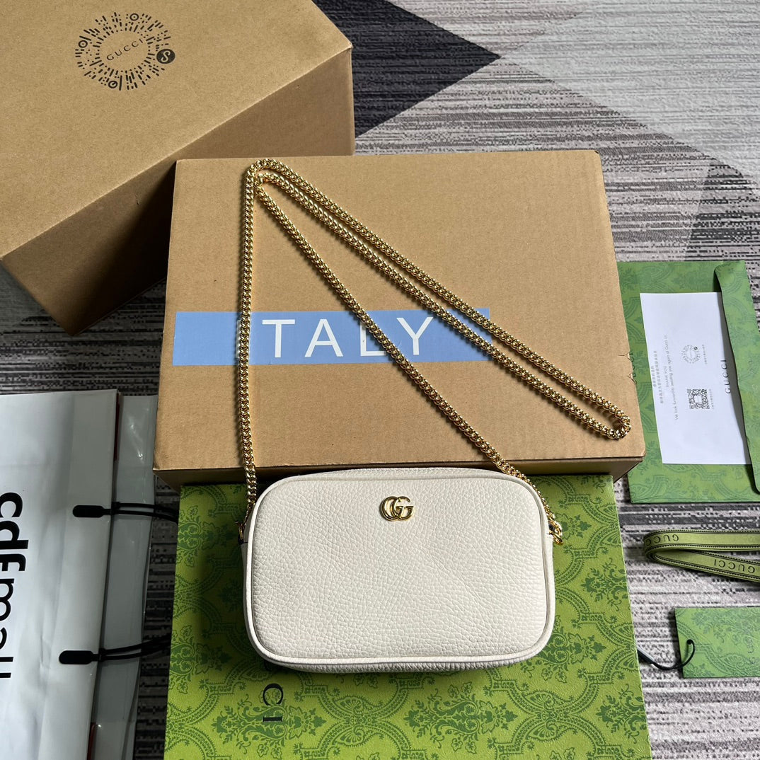 GUCCI MARMONT MINI 18 BAG IN WHITE CALFSKIN