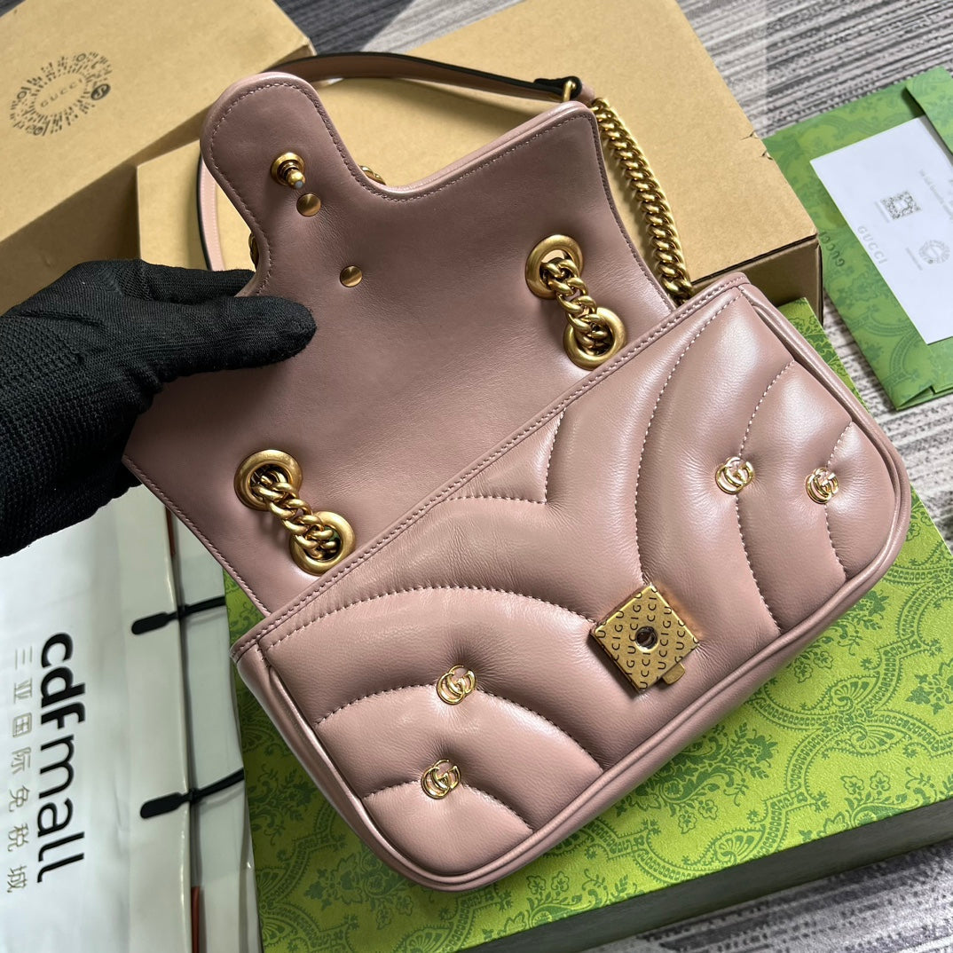 GUCCI MARMONT SMALL 22 BAG IN HOT PINK LAMBSKIN