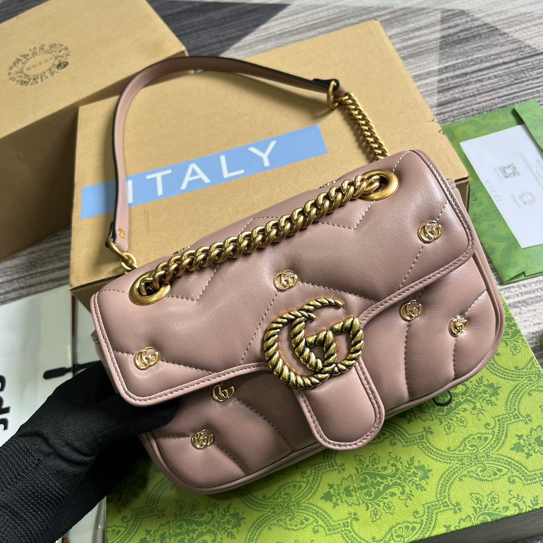GUCCI MARMONT SMALL 22 BAG IN HOT PINK LAMBSKIN