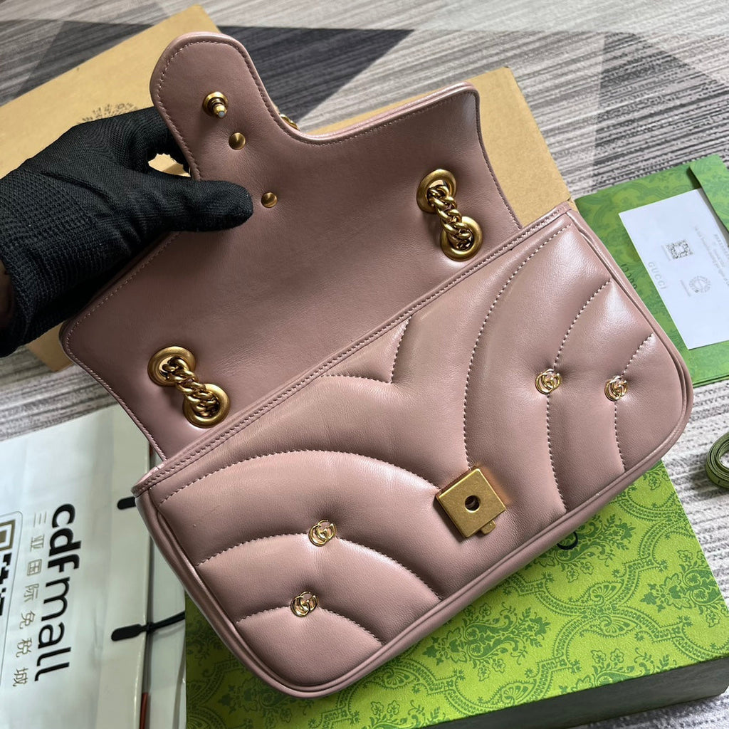 GUCCI MARMONT MEDIUM 26 BAG IN HOT PINK LAMBSKIN
