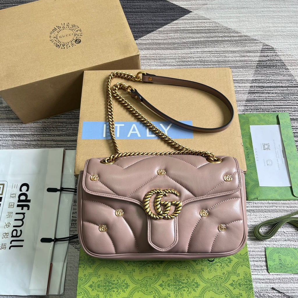 GUCCI MARMONT MEDIUM 26 BAG IN HOT PINK LAMBSKIN