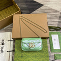 GUCCI MARMONT 16 MINI SHOULDER BAG GREEN IRIDESCENT CALFSKIN