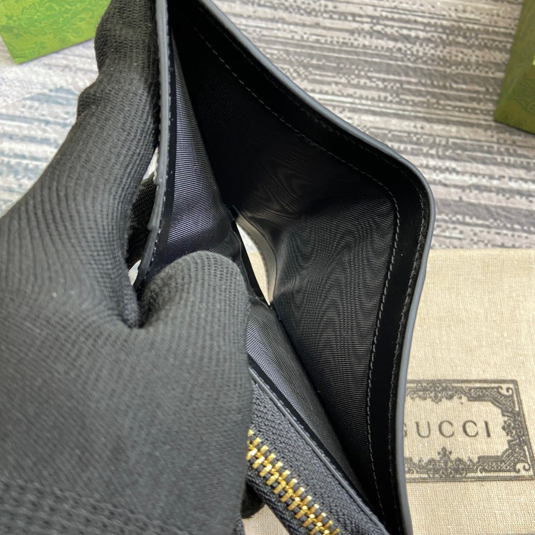 GUCCI MINI WALLET 11 IN BLACK CALFSKIN GOLD HARDWARE