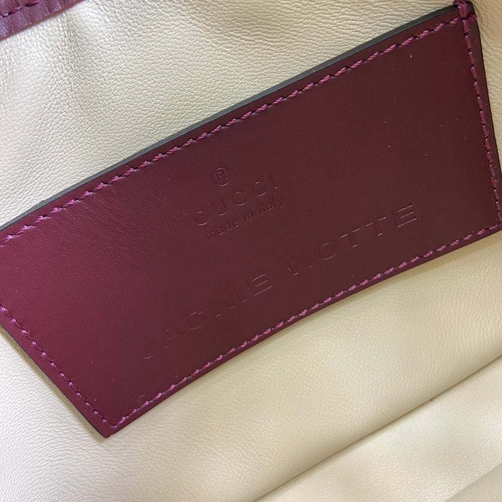 GUCCI JACKIE NOTTE MINI BAG 19 IN BURGUNDY RED CALFSKIN GOLD HARDWARE