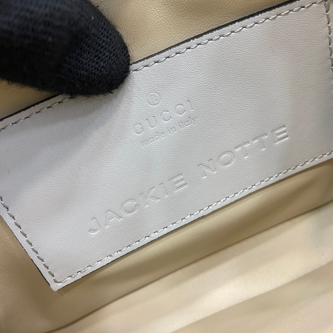 GUCCI JACKIE NOTTE MINI BAG 19 IN WHITE CALFSKIN GOLD HARDWARE