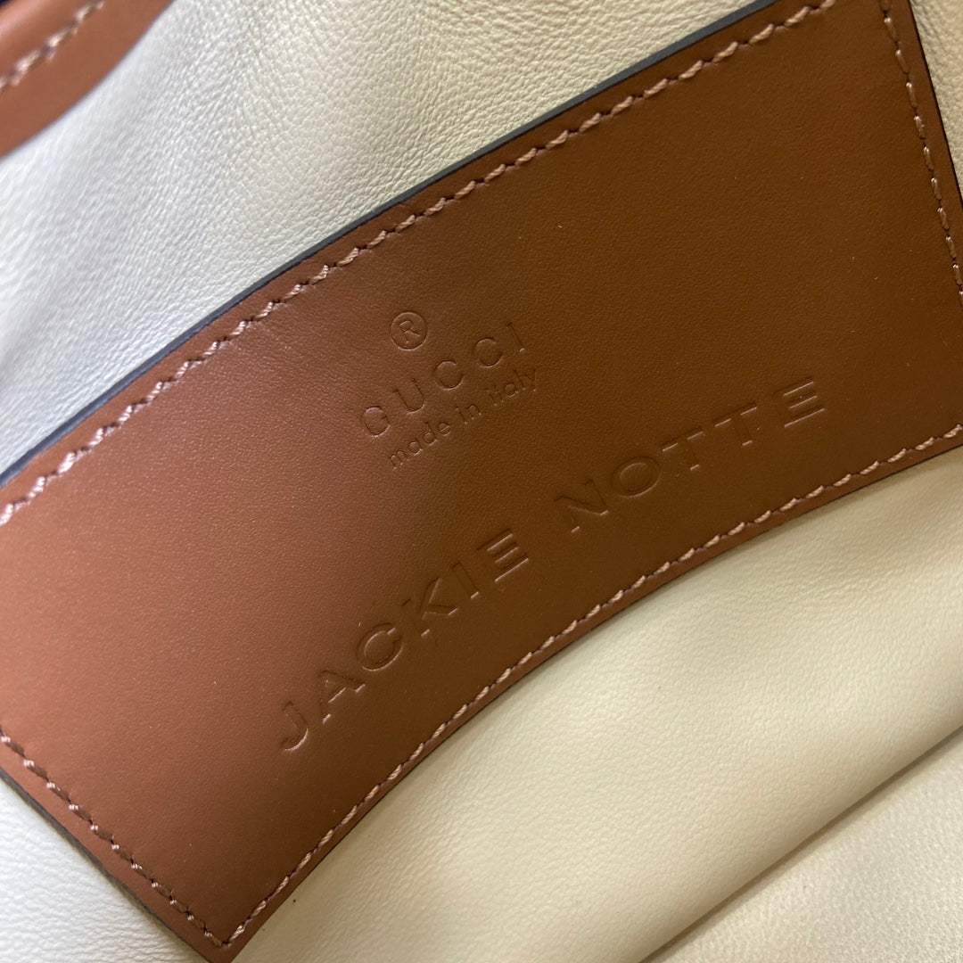GUCCI JACKIE NOTTE MINI BAG 19 IN TAWNY BROWN CALFSKIN GOLD HARDWARE